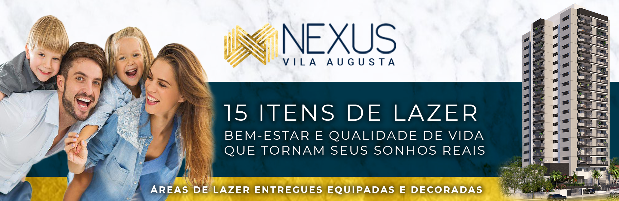 Nexus Vila Augusta | Apartamentos de 67 & 65 m² | 2 Dorms | 1 Suíte | Varanda Gourmet | 1 Vaga de Garagem Livre | Lazer Completo